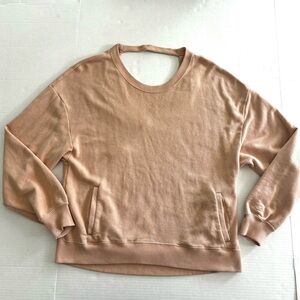 Hollister‎ Oversized Sweatshirt Sweater Deep V Back Pockets Tan Women’s size S